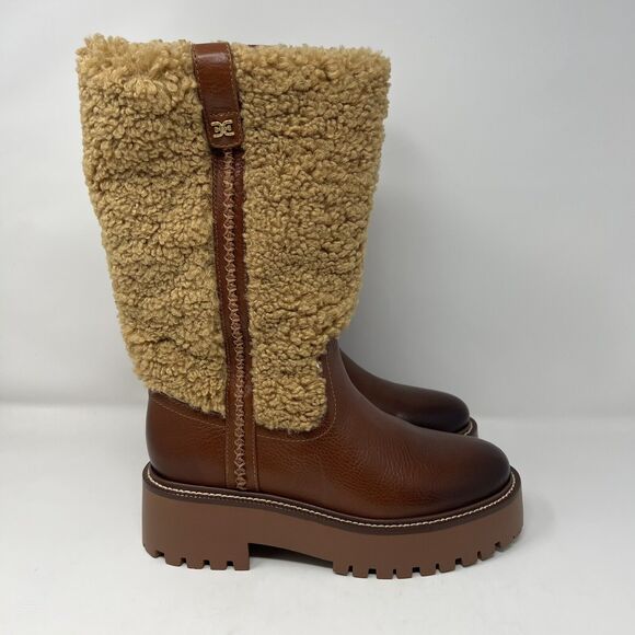 Sam Edelman Womens Elfie Leather Platform Round Toe Sherpa Mid-Calf Boots 7.5 - Picture 5 of 6